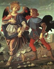 The ANGEL and TOBIAS -studio painting - Andrea Verrocchio